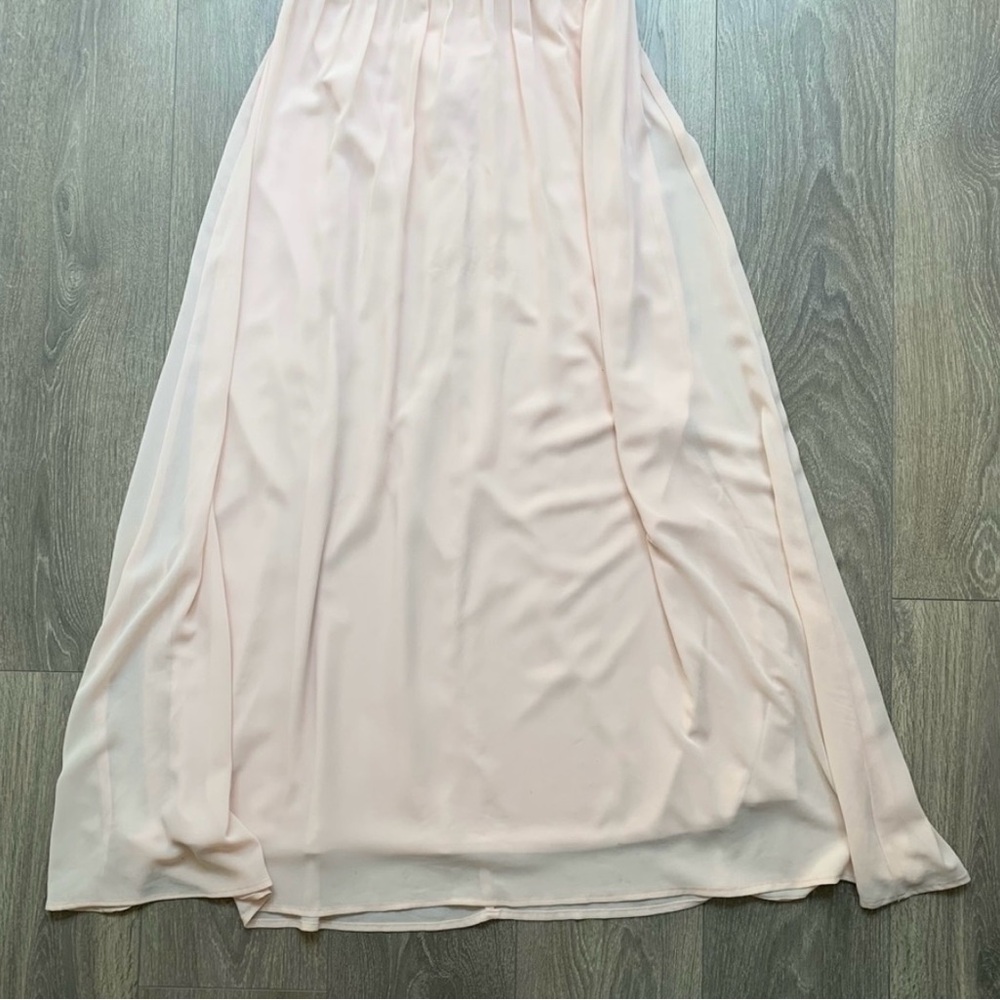 Lulu's Air of Romance Maxi Dress Peach Pink Floor Length Bridesmaid Size Large.